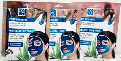 Pore Refining Hydrogel Face Masks Aloe Vera & Tea Tree Global Beauty Care 3 Pack