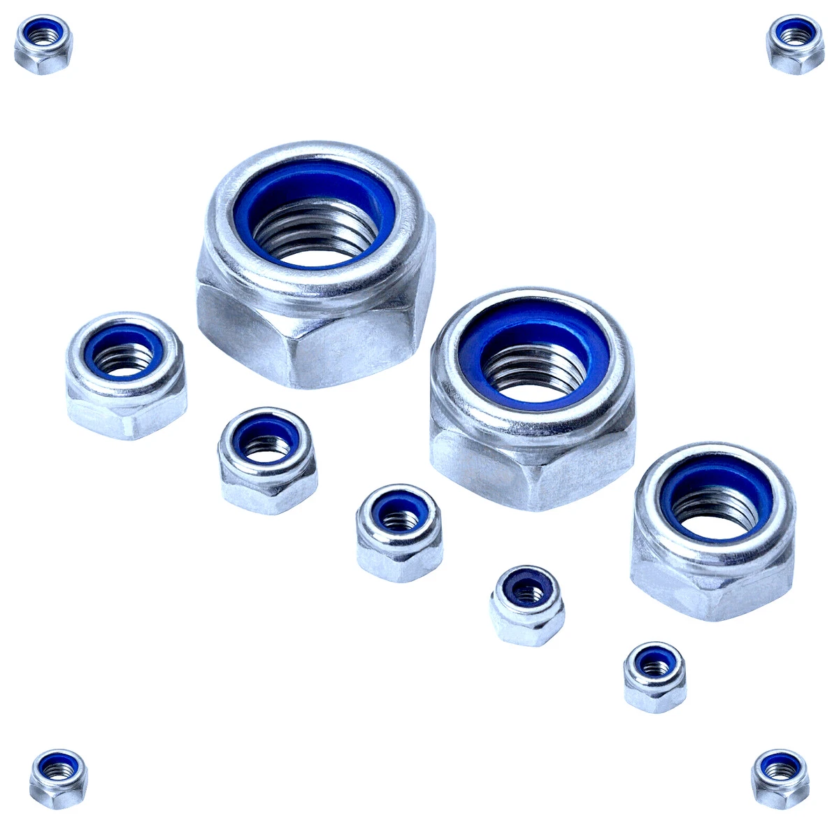 M10 Sicherungsmuttern Set - 20 Stück DIN985 Mit Unterlegscheiben Edelstahl A2