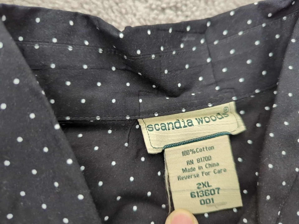 Scandia Woods Button Up Shirt Mens 2XL Black Polka Dot Classic Casual - Image 4 of 4
