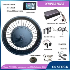US Stock:170mm 72V 3000W BLDC hub motor wheel with Sabvoton 80A controller kit.