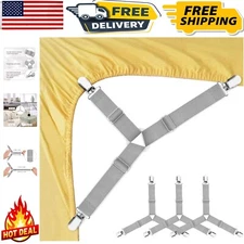 Grey Adjustable Bed Sheet Gripper Straps - Triangular Design for Stability