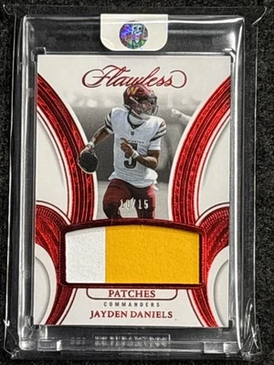 2025 Panini Flawless #PAT-JDS Jayden Daniels Patches Ruby #/15 Commanders - Bild 1 von 2