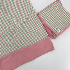 Pomegranate Inc. Tablecloth Napkin Set Pink Green Cotton Gingham Cottagecore