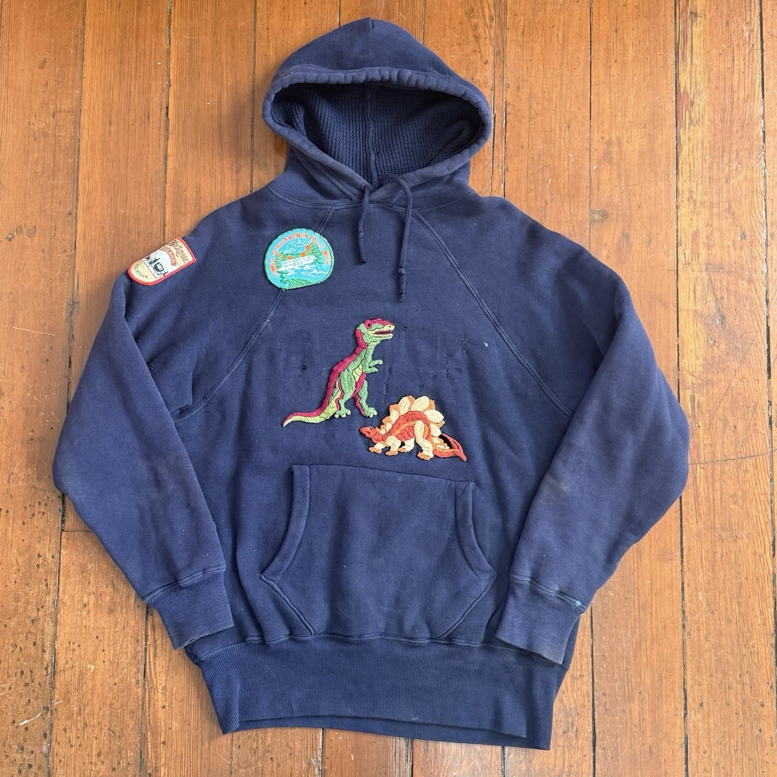 Vintage 50's 60's Double Face Thermal Hoodie 2-Ply True Vintage Large Light Wear