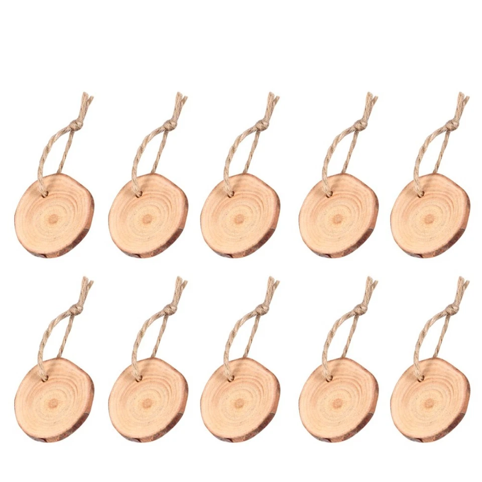 50 piezas discos rebanadas de madera beige con cuerda de yute para artesanía y boda - Imagen 1 de 4