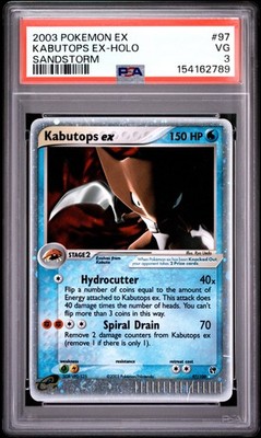 2003 POKEMON EX SANDSTORM #97 KABUTOPS EX-HOLO PSA 3