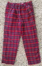 Unisex "the eagles eye" Size 6 Holiday Red Plaid Cotton Elastic Youth Pants