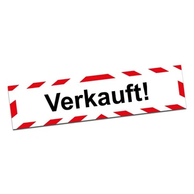 Hinweisschild Aufkleber Verkauft! 20x5cm Wasserfest Schild Folie R197 - Bild 1 von 4