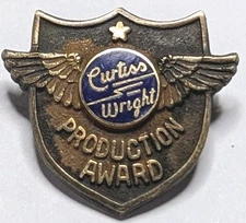 WW2 Curtiss Wright "Production Award"  Enameled Pin -  PB L5