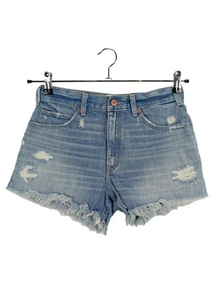 Abercrombie & Fitch Short Jean Femme Bleu Délavé Franges (EU 34, W26, INT XS) - Photo 1/4