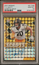 2021 Panini Mosaic T.J. Watt Gold Scripts Auto/Autograph #/25 PSA 10 Pop 2