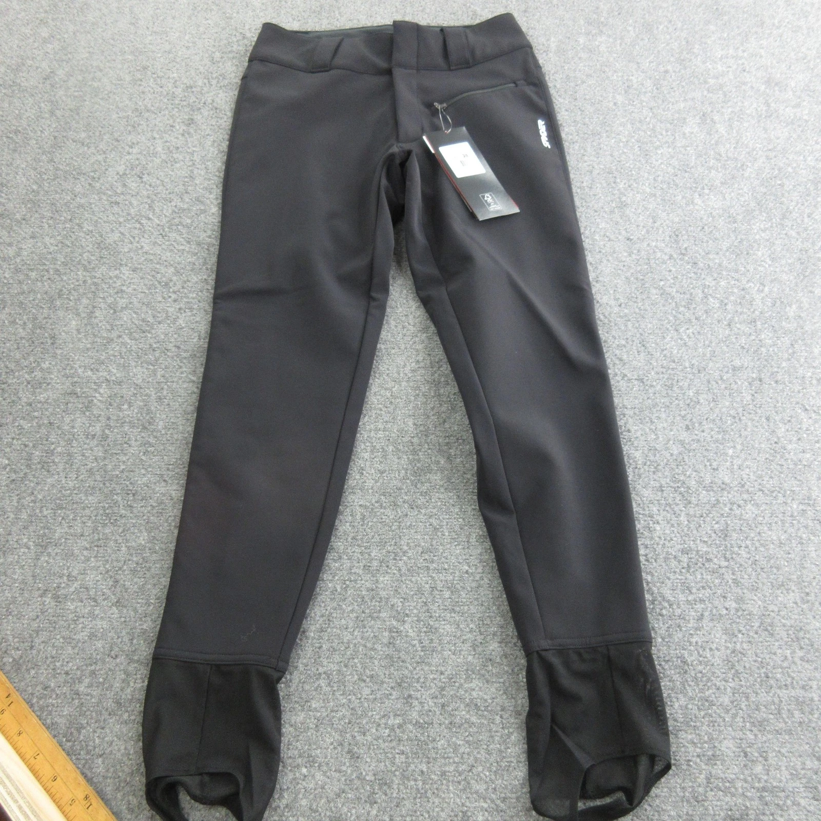 Spyder Snow Pants Womens 4 Black Softshell EXO Shield Stirrup Skiing Tapered Leg