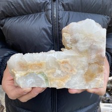 725G Natural colored white fluorite quartz  slabenergy repair Healing