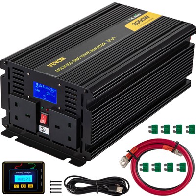 VEVOR Wechselrichter Reiner Sinus Spannungswandler 2000W LCD-Bildschirm 240V AC