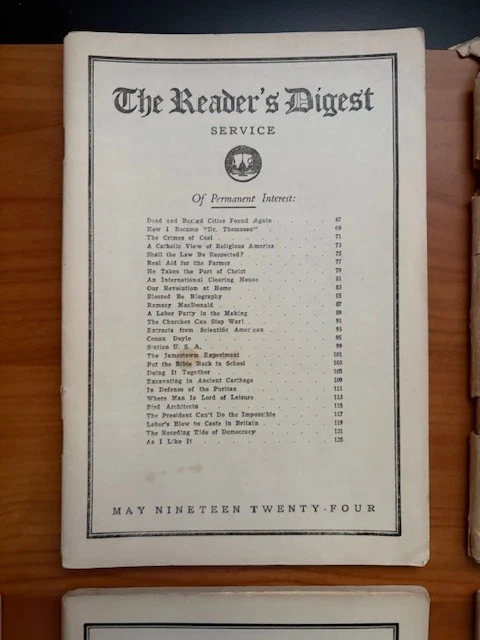 1924 *Readers Digest Service* Very Rare 6 Issues BEFORE NAME SHORTENED Softcov — 第 3/4 张图片