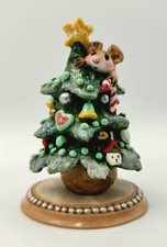 Wee Forest Folk TREE ALONE, M-240a, Pink, Christmas Mouse on Tree Holiday Piece