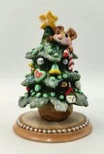 Wee Forest Folk TREE ALONE, M-240a, Pink, Christmas Mouse on Tree Holiday Piece