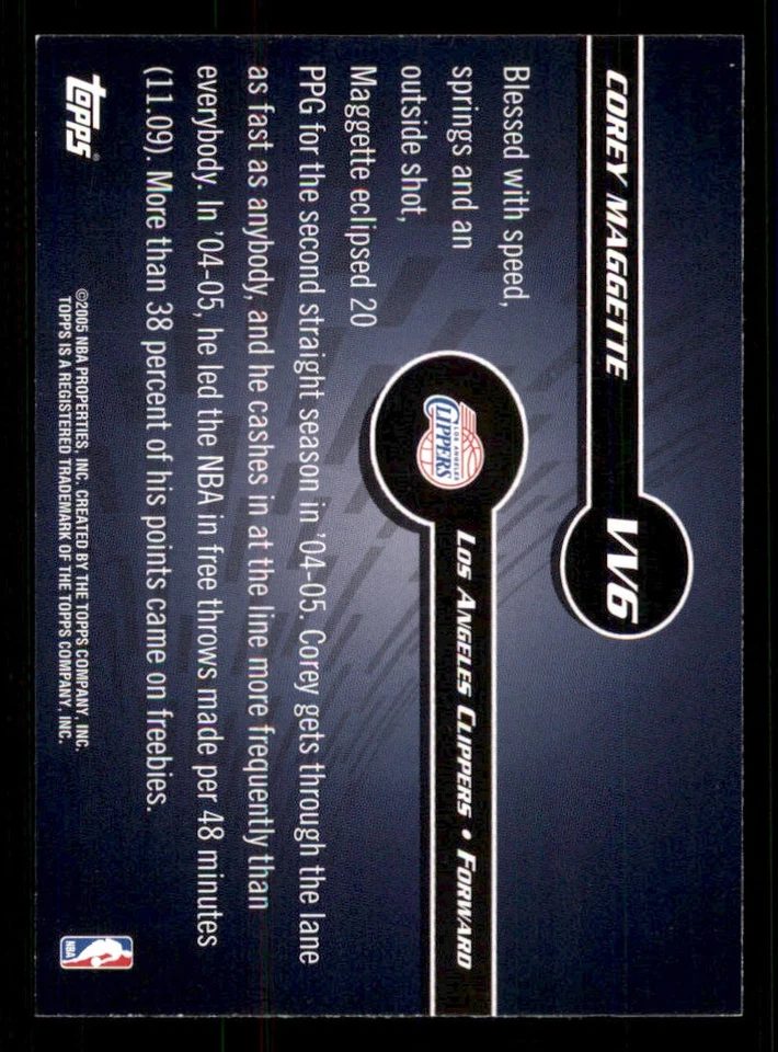 2005-06 Topps Versatile Velocity #VV6 Corey Maggette - Image 2 of 2
