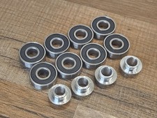 8 Skateboard Longboard Bearings PRECISION ABEC 9 BLACK w/ Floating Spacers
