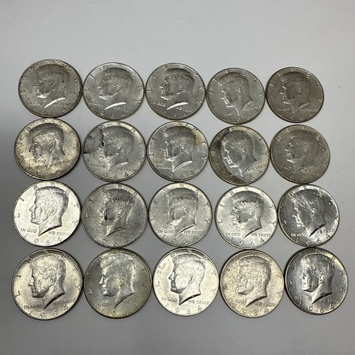 Roll of 20 - 1964 $10 Face Value Full Dates 90% Silver Kennedy Half Dollars - Picture 2 of 9