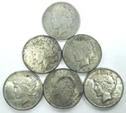MIXED DATES PEACE DOLLAR AND MORGAN DOLLAR LOT! 6 TOTAL COINS! UNREAL! NR #P2222