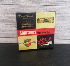 The Sopranos Coaster Set NEW Bada Bing Pizza Nuovo Vesuvio Satriale HBO Gift Box