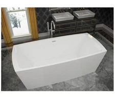 Arthur 5.6 ft. Acrylic Center Drain Freestanding Bathtub in Glossy White