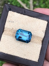 20.55 Carat Excellent Emerald Cut London blue Topaz, Ring Size