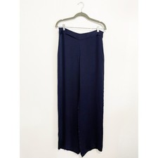 Giorgio Armani 100 Silk Made in Italy Wide Leg Trousers Navy Pant Women  s Sz 44