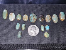 WOW  Kingman Turquoise Cabochons - 15 Pieces - Backed - 97.005 carats total