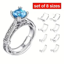 Set of 8 Sizes - Invisible Ring Size Adjuster For Loose Ring, Ring Sizer Reducer