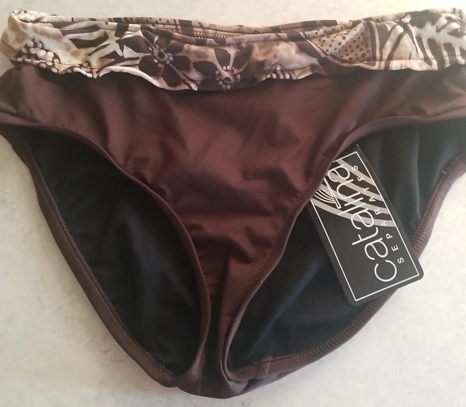 Новый Catalina бикини низ размер S маленький 4/6 цветочный плавать коричневый бежевый кремовый новый с Ярлыками - Изображение 4 из 4