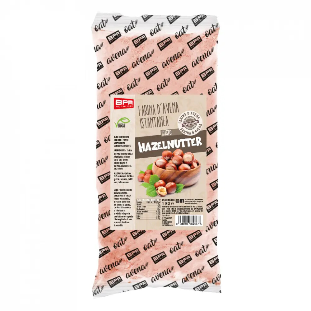 BPR NUTRITION Farina d'Avena Aromatizzato Hazelnutter 1Kg
