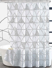 DKNY Shower Curtain Fabric Diamond Dash 72x72 White Black Luxury Washable