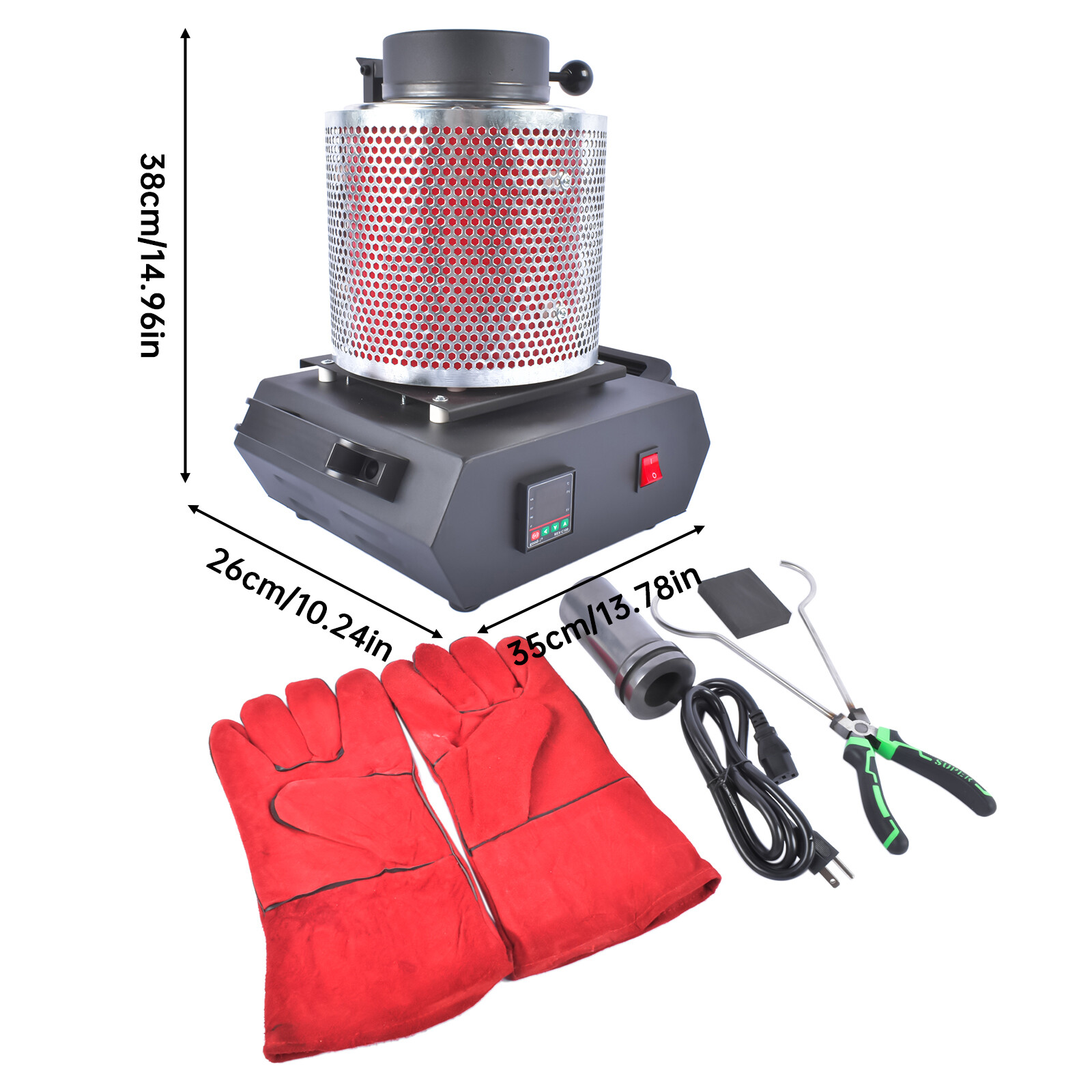 Gold Melting Furnace Kit 1 High-Temp Electric Foundry w/ With heat shield