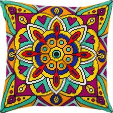 DIY Needlepoint/Tapestry vintage throw pillow cover "MANDALA" embroidery kit