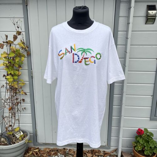 Camiseta de algodón blanca vintage Alstyle Apparel & Activewear San Diego talla L