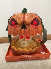 Animated Halloween Spooky Pumpkin Jack-o-Lantern Pop Up Skull Horror Sound NEW