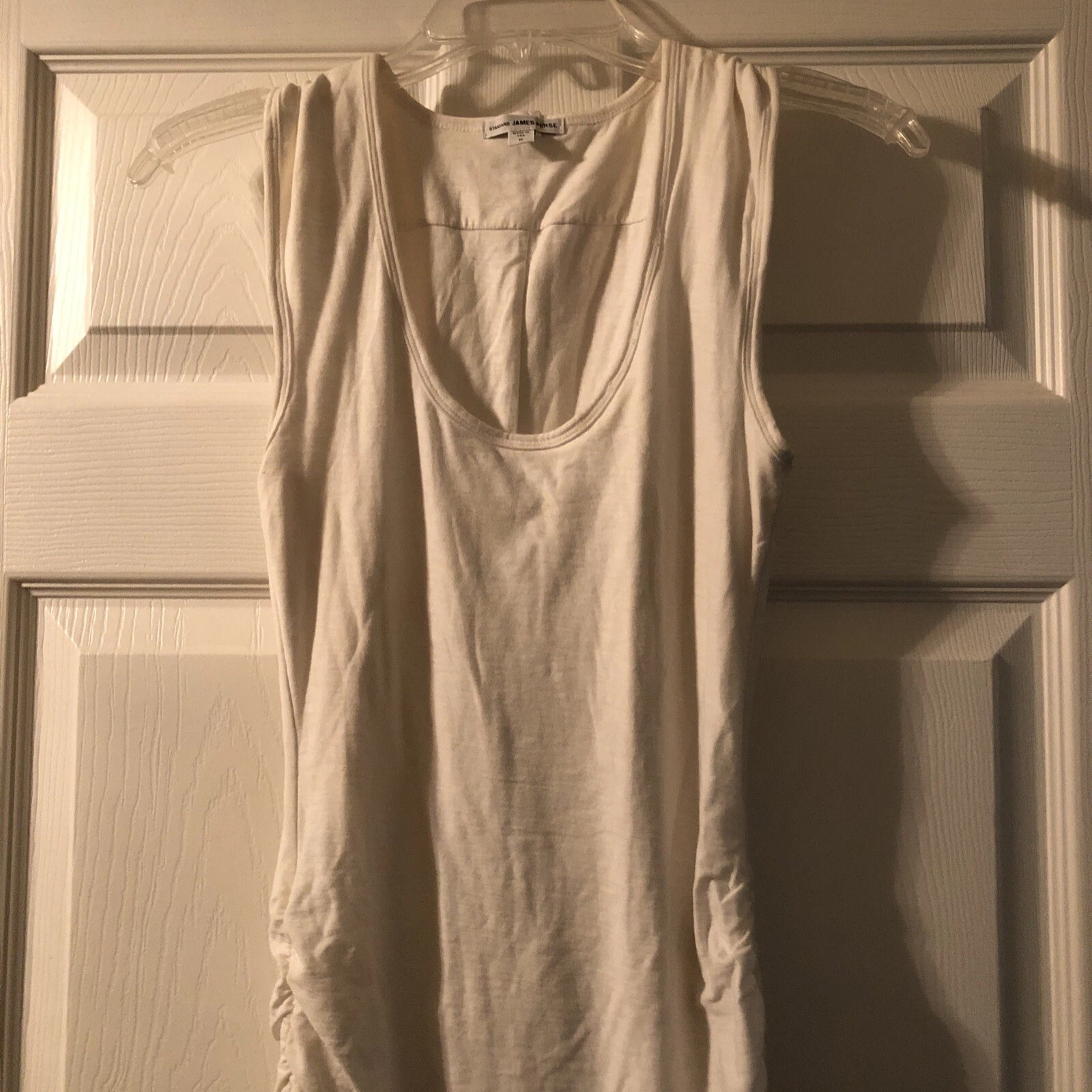 OFF WHITE Abito James Perse bianco sporco estivo smanicato increspato laterale canotta tg 0 XS