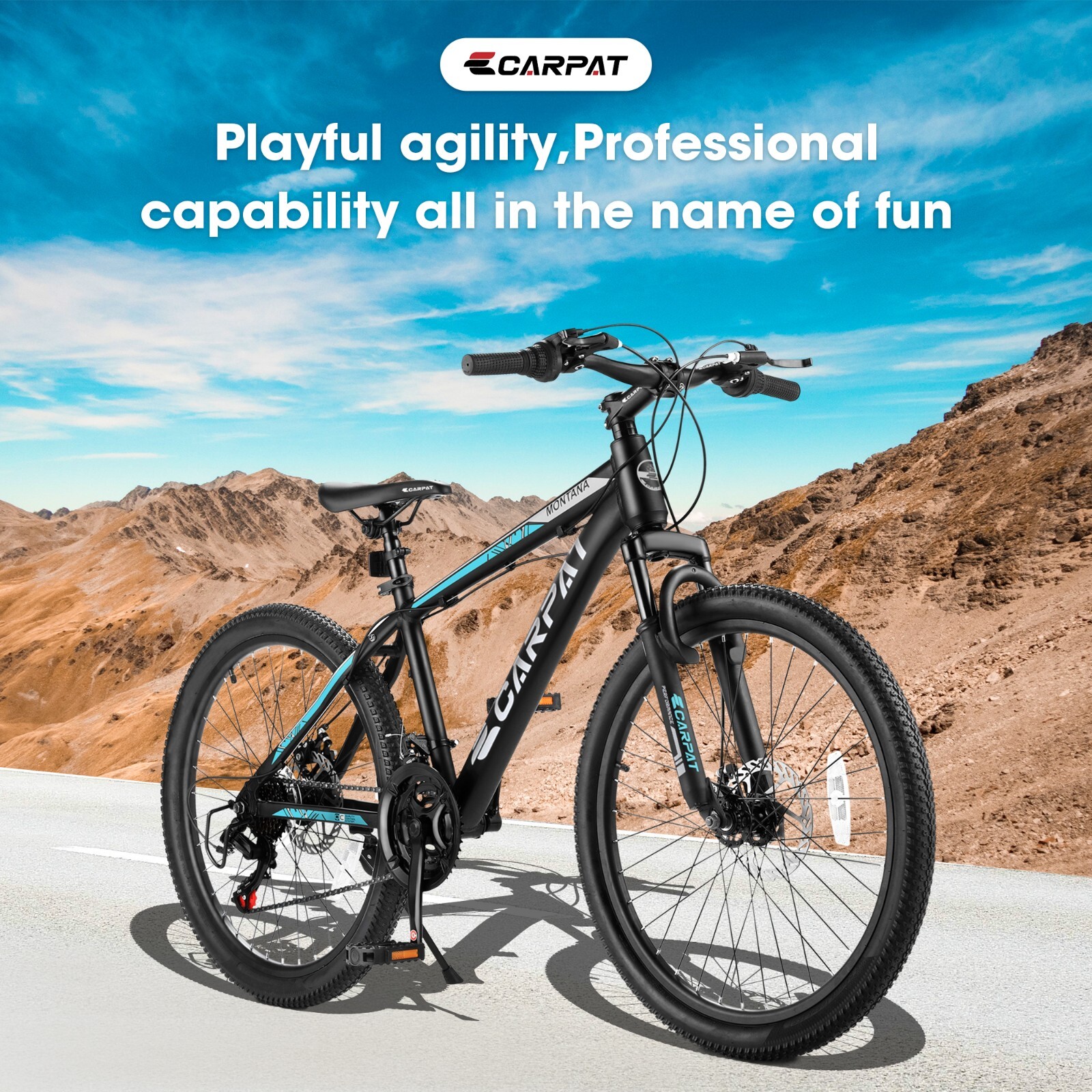 26" Mountain Bike, Aluminum Mountain Bike for Adult with Disc Brakes &Suspension