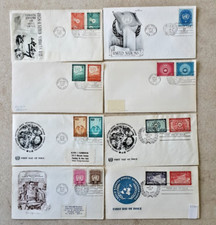 G370 Nations Unies 8 enveloppes FDC années 1954 à 1958