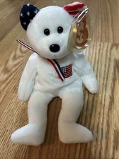 TY Beanie Baby - AMERICA the Bear White Version - Internet Exclusive 8.5 inch