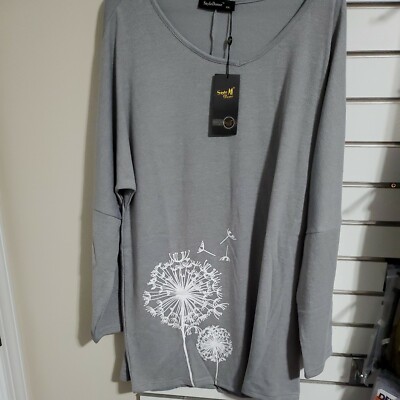 Womens Long Sleeve Shirt XXL Gray and White