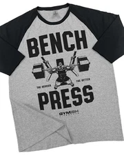 025. RAGLAN Bench Press Funny Workout Gym T-Shirt for Men