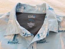 Camisa Croft & Barrow Velero Estampado Azul Secado Rápido Manga Corta Abotonada L