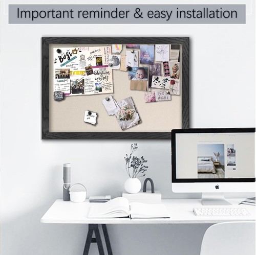 Large Elegant 36x24 Linen Surface Cork Board with Push Pins for Wall Display - Picture 6 of 8