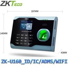 ZKTeco U160 ID/IC Biometric Fingerprint Time Clock WIFI TCP/IP Attendance System