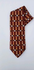 Robert Talbott Nordstrom Silk Tie, Golf Clubs Pattern. Red, navy, tan,gold.