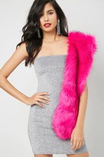 FOREVER 21 Silver Metallic Sparkle Strapless Mini Tube Dress Sz M NWT