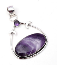 Amethyst Lace Gemstone 925 Sterling Silver Handmade Jewelry Pendant 2.05"